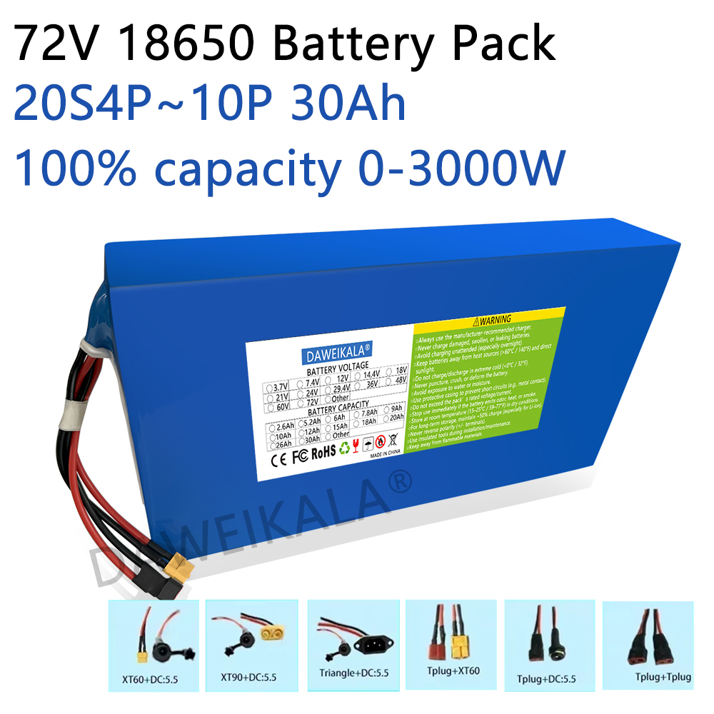 Electric Bicycle Battery 72V 30Ah - Nouveau 72V 12Ah-30Ah 18650 batterie 50A